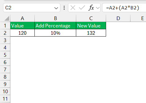 How to add percentage in excel