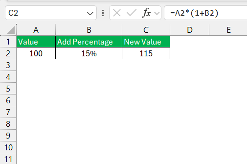 How to add percentage in excel