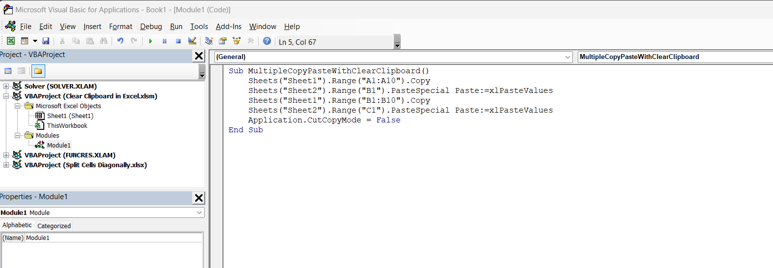 Clear Clipboard in Excel