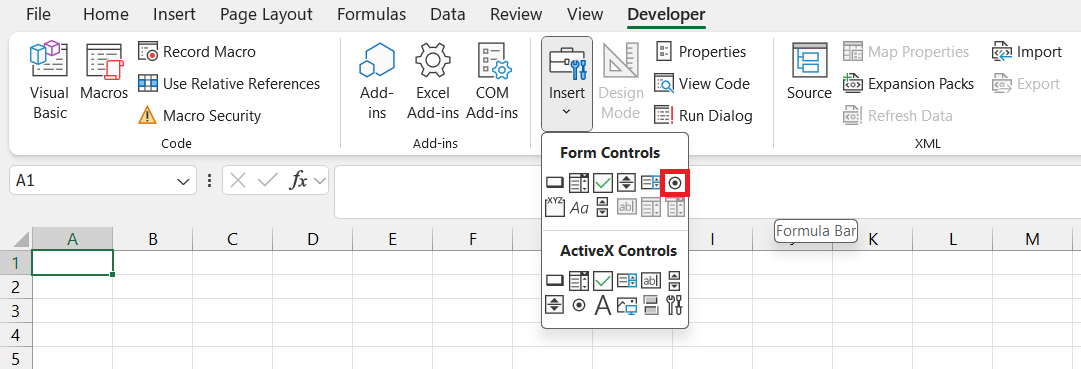 Radio Button in Excel