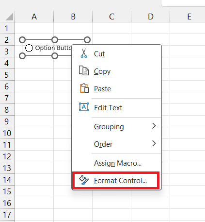 Radio Button in Excel