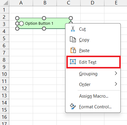 Radio Button in Excel