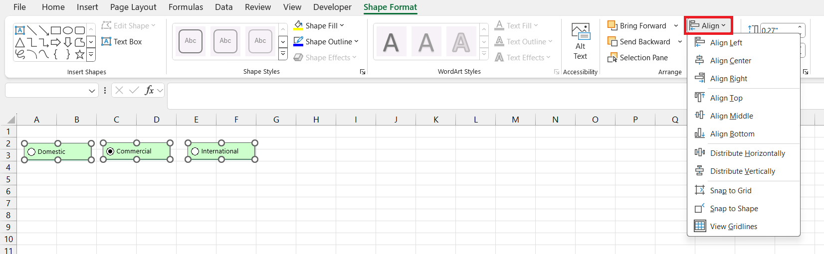 Radio Button in Excel