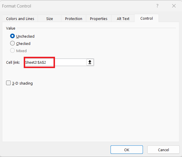 Radio Button in Excel