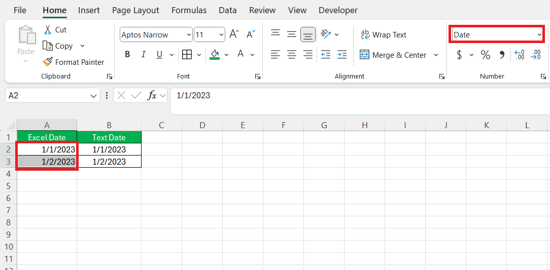 Convert Text to Date in Excel