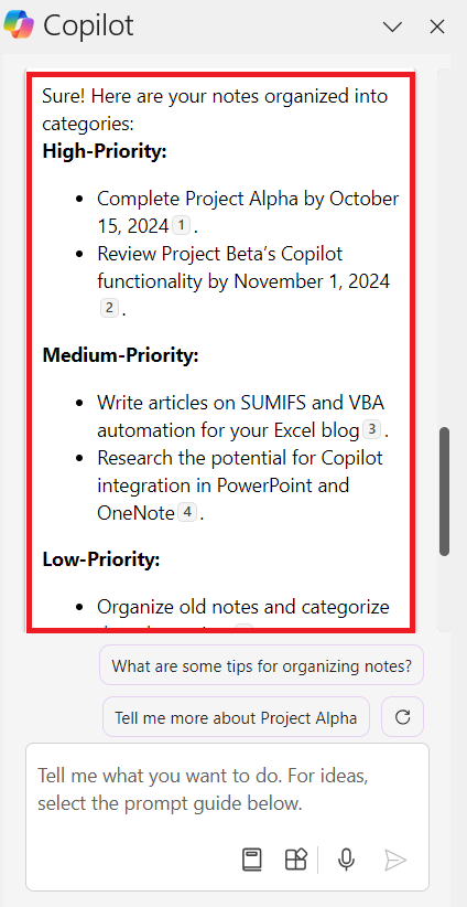 Copilot in OneNote