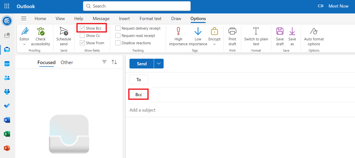 How to BCC in Outlook