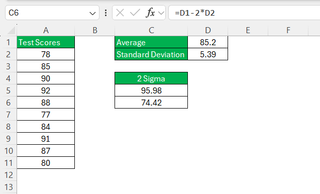 2 Sigma Calculation