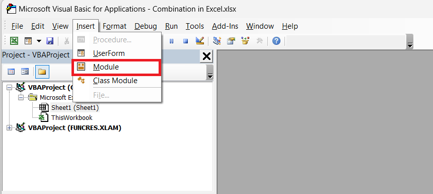 Combinations in Excel