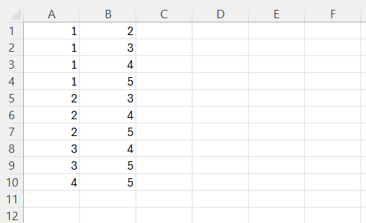 Combinations in Excel