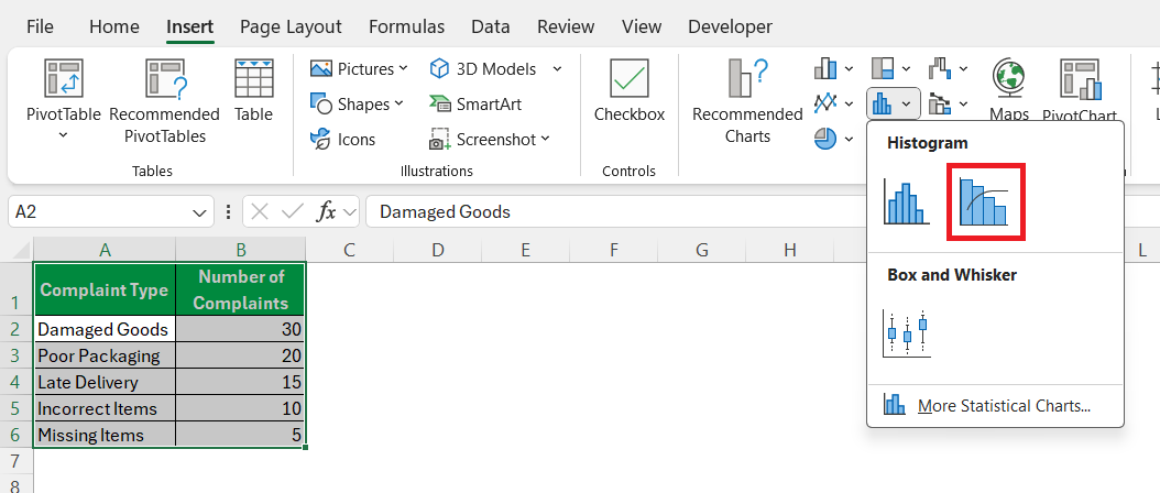 Pareto Chart in Excel