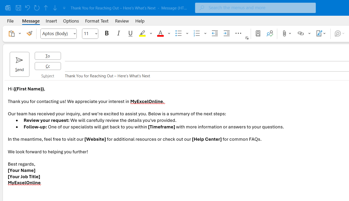 Create an Email Template in Outlook