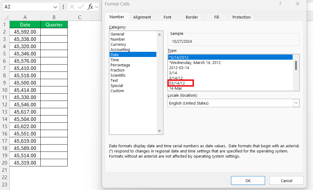 Convert Months to Quarters in Excel