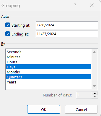 Convert Months to Quarters in Excel