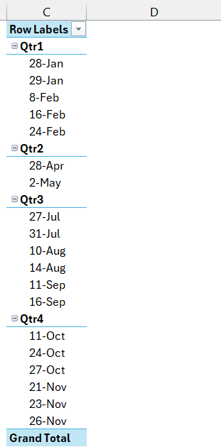 Convert Months to Quarters in Excel