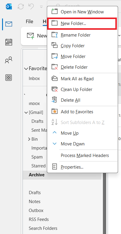 Archive Emails in Outlook