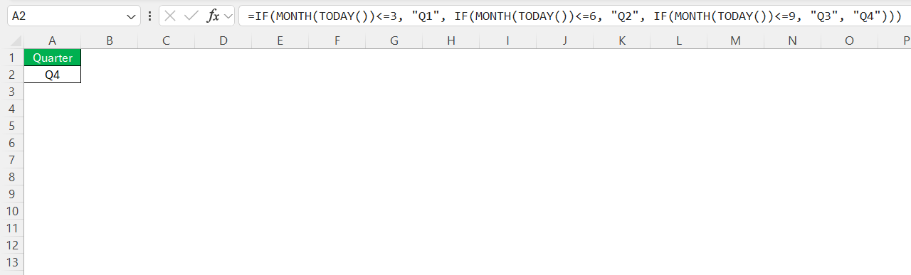 How to Get Quarters in Excel