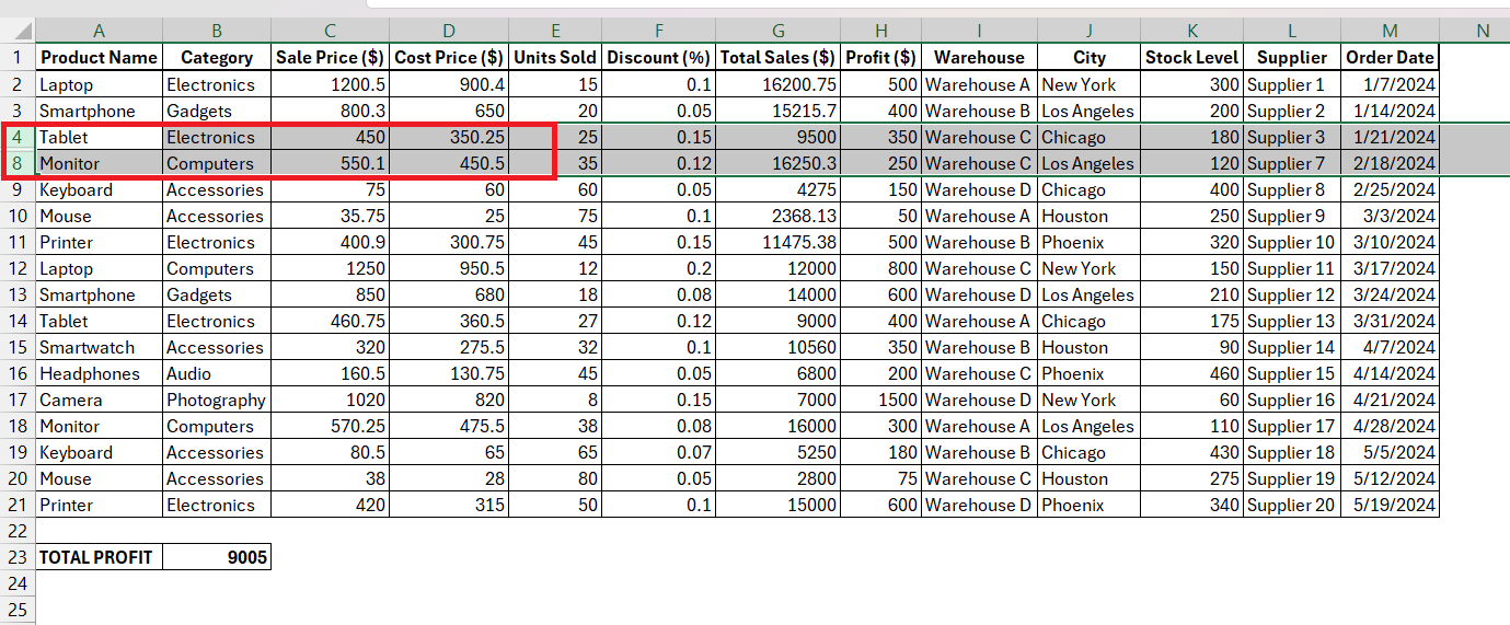 How to Unhide Rows in Excel