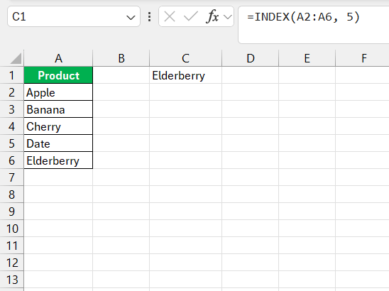 Excel INDEX Function