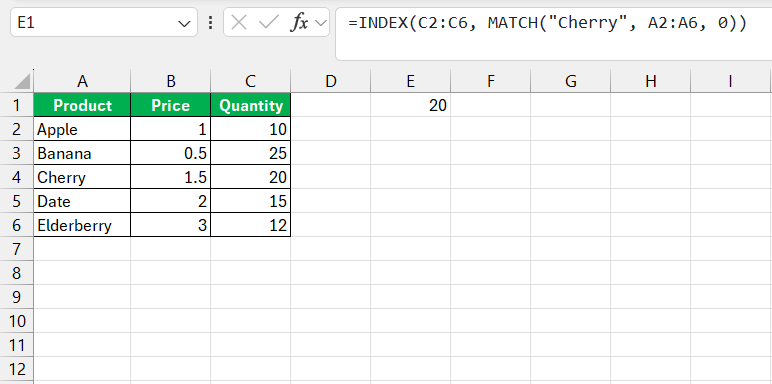 Excel INDEX Function