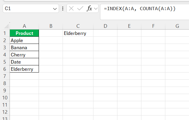 Excel INDEX Function