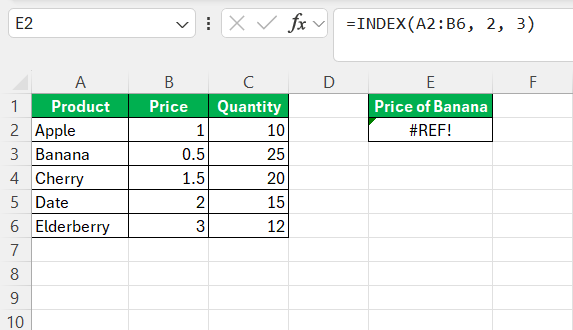 Excel INDEX Function