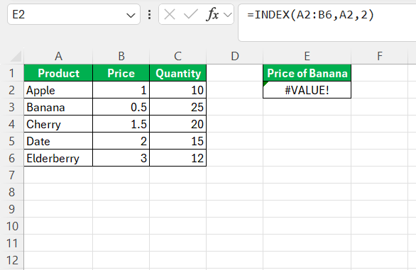 Excel INDEX Function