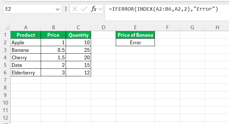 Excel INDEX Function