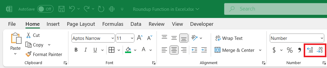 Roundup Function in Excel