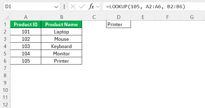 Lookup Function in Excel