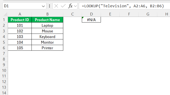 Lookup Function in Excel