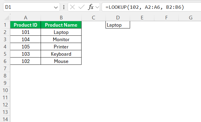 Lookup Function in Excel