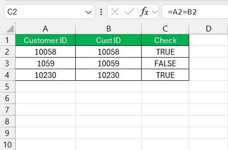 Excel Compare Two Cells