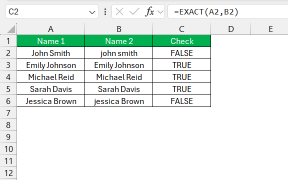 Excel Compare Two Cells