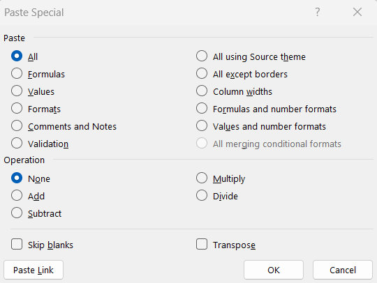 Paste as Values Shortcut in Excel