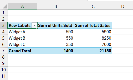 Pivot Table Fields Not Showing