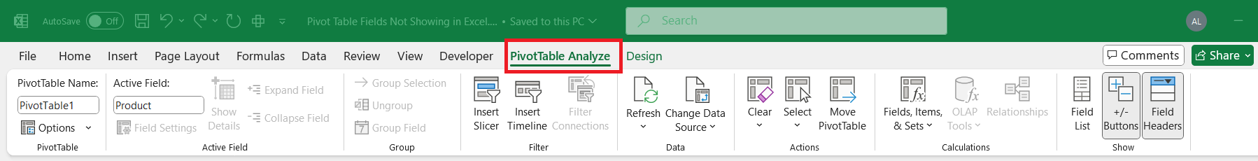 Pivot Table Fields Not Showing