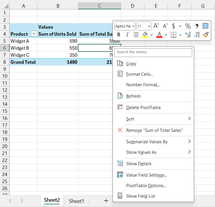 Pivot Table Fields Not Showing