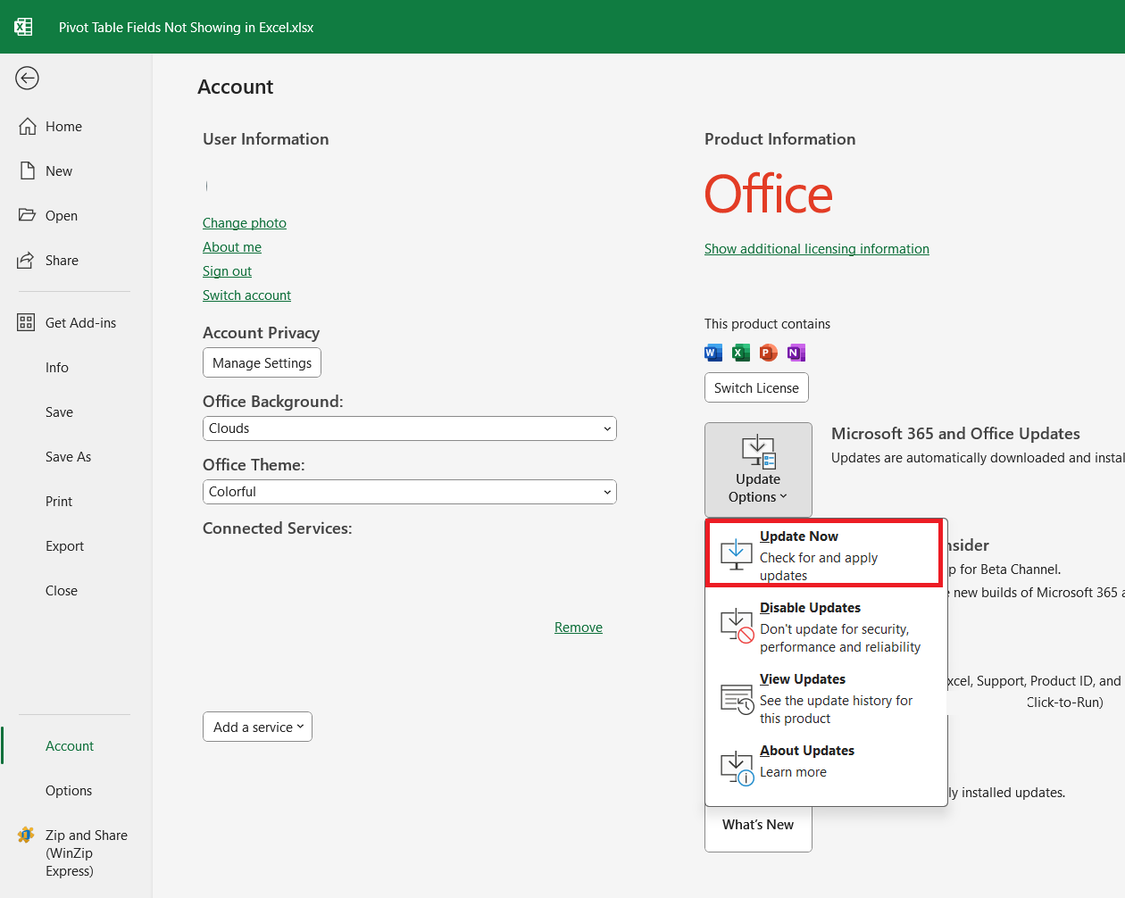 Pivot Table Fields Not Showing