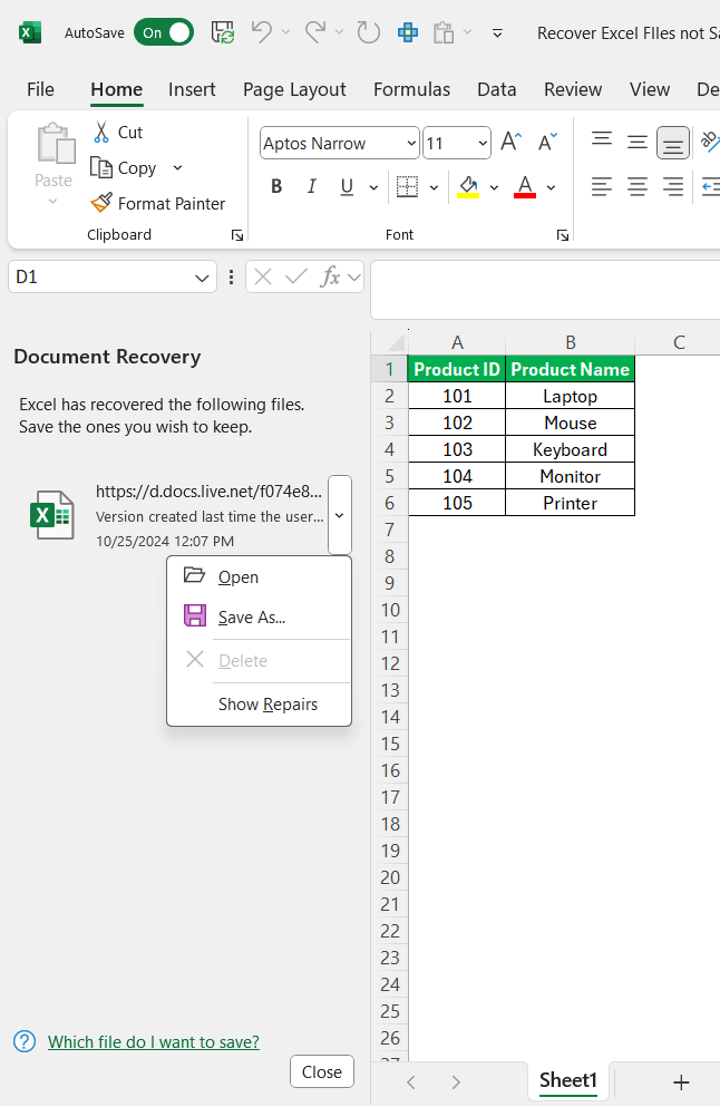 Excel File Lost - How to Recover Excel File not Saved | MyExcelOnline