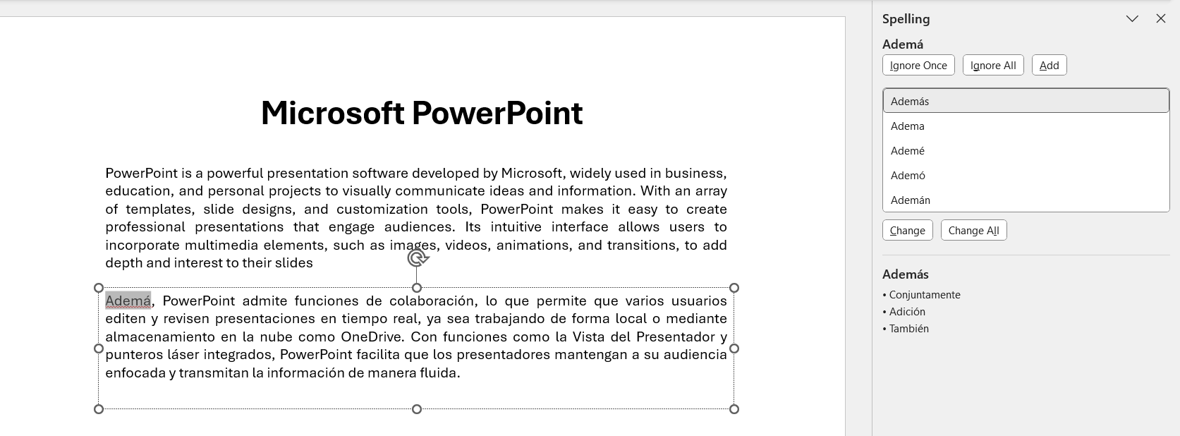 How do you spell language in PowerPoint