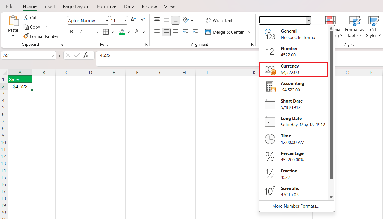 Different Currency Symbols in Excel