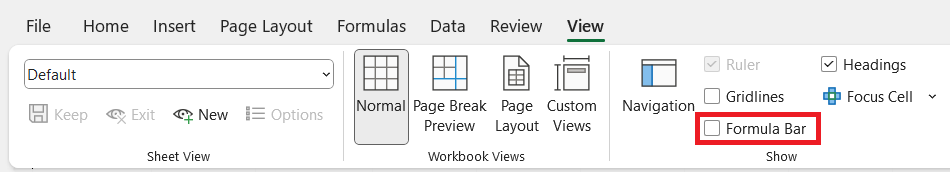 Full screen shortcut in Excel