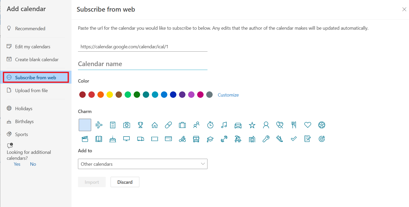 Import Google Calendar to Outlook