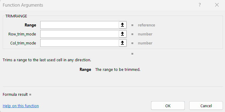 TRIMRANGE Function in Excel