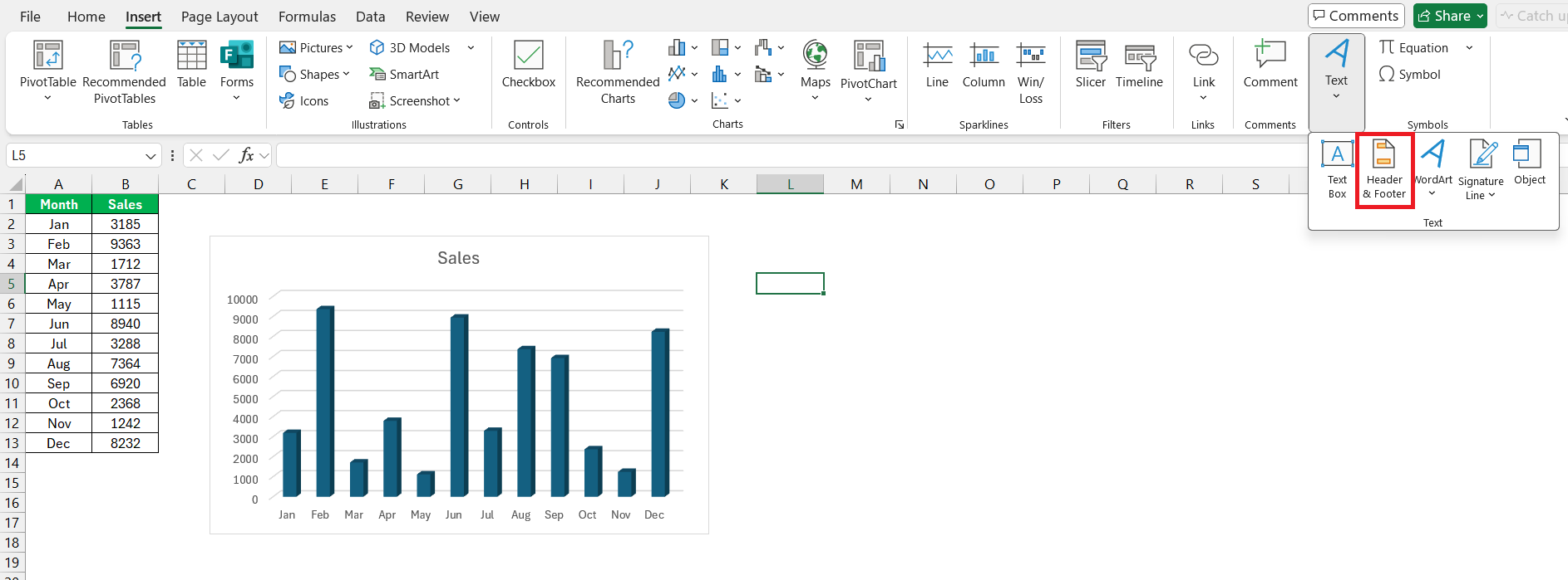 Header and Footer in Excel