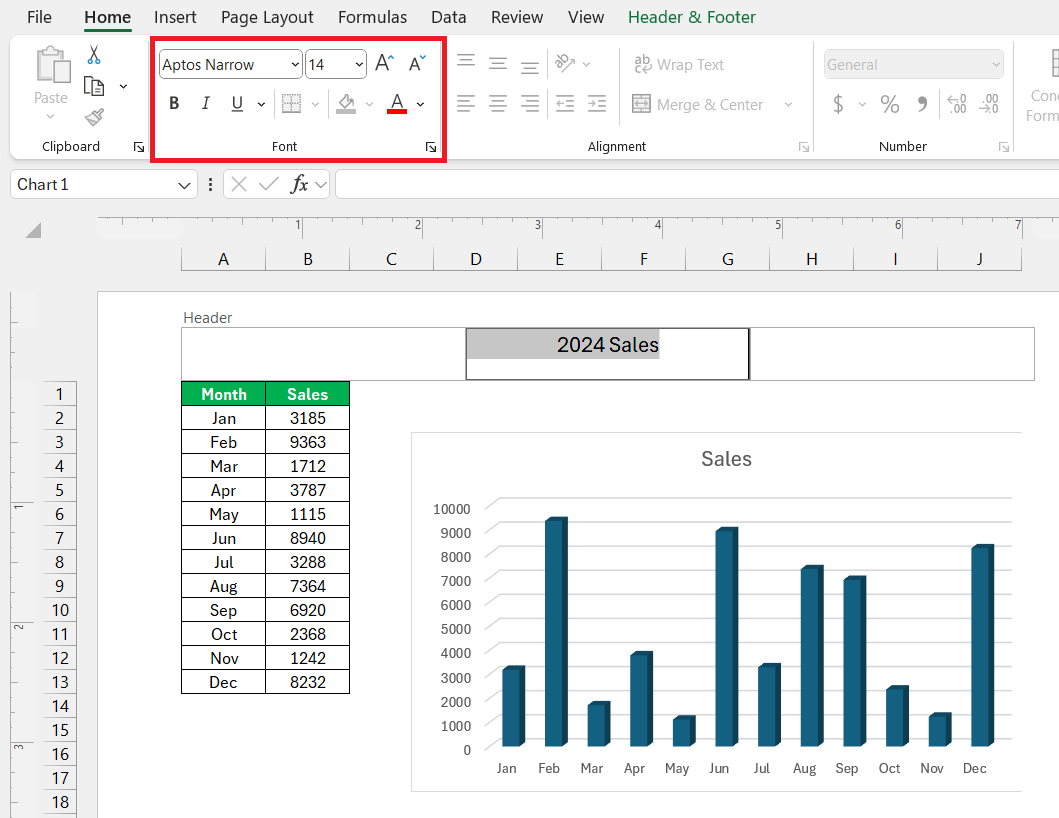 Header and Footer in Excel