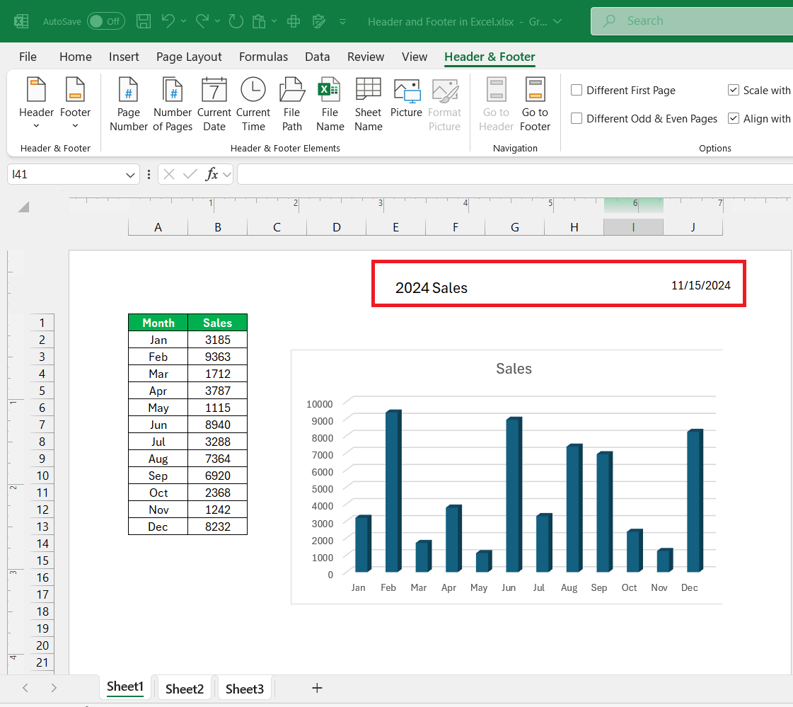 Header and Footer in Excel