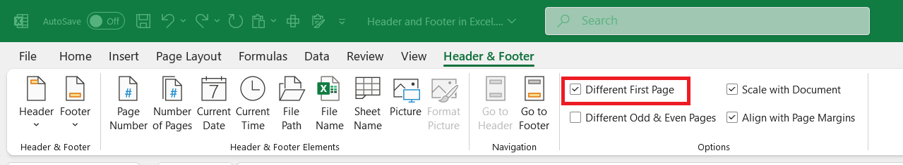 Header and Footer in Excel