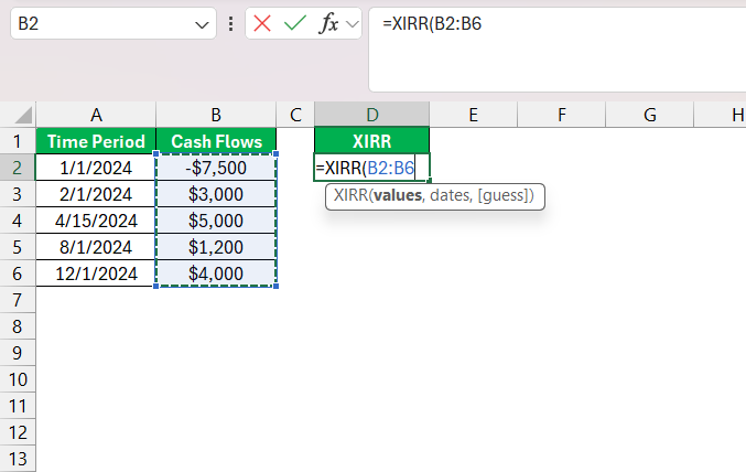 XIRR Formula in Excel